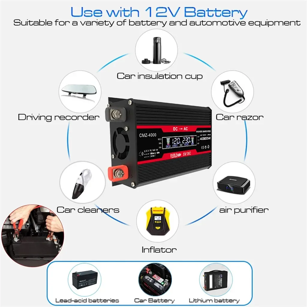 Solar System Power Generation Combo 4000w Inverter 300w Solar Panel 30a Controller 12v-220v110v Camping Emergency Power Supply