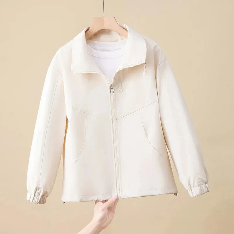 

Women's Spring Dress Joker Short Casual Jacket 2025 New Stand-up Collar Jacket Double Zippers Long Sleeve Pockets Female Tops