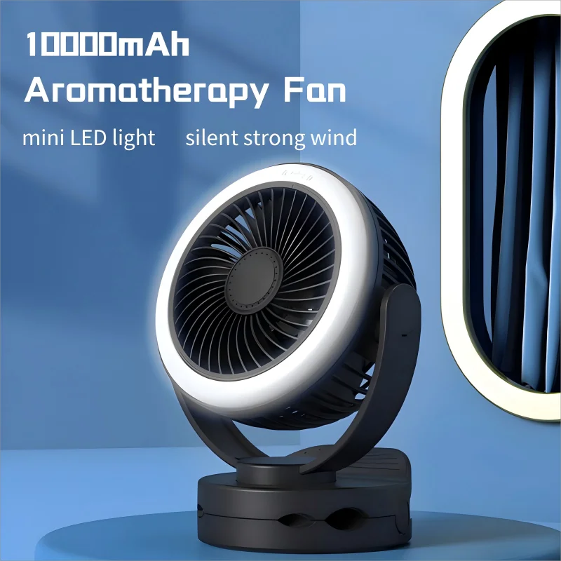 

6-дюймовый перезаряжаемый вентилятор для ароматерапии емкостью 10 000 мАч, настольный мини-USB-вентилятор с легким крючком для домашнего кемпинга