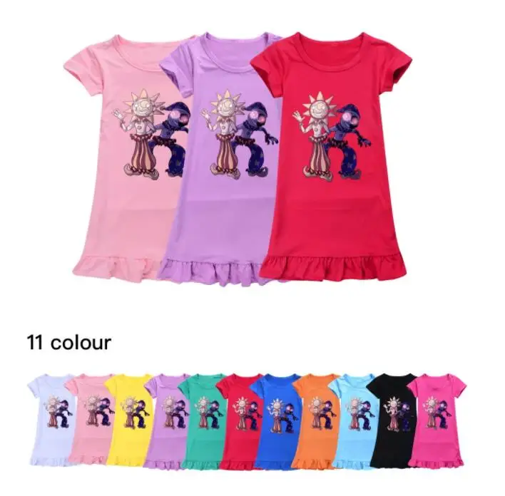 

Ночная рубашка с коротким рукавом для девочек, пижамное платье с солнцезащитным козырьком Fnaf, Детская домашняя одежда, одежда для дня рождения, летняя одежда