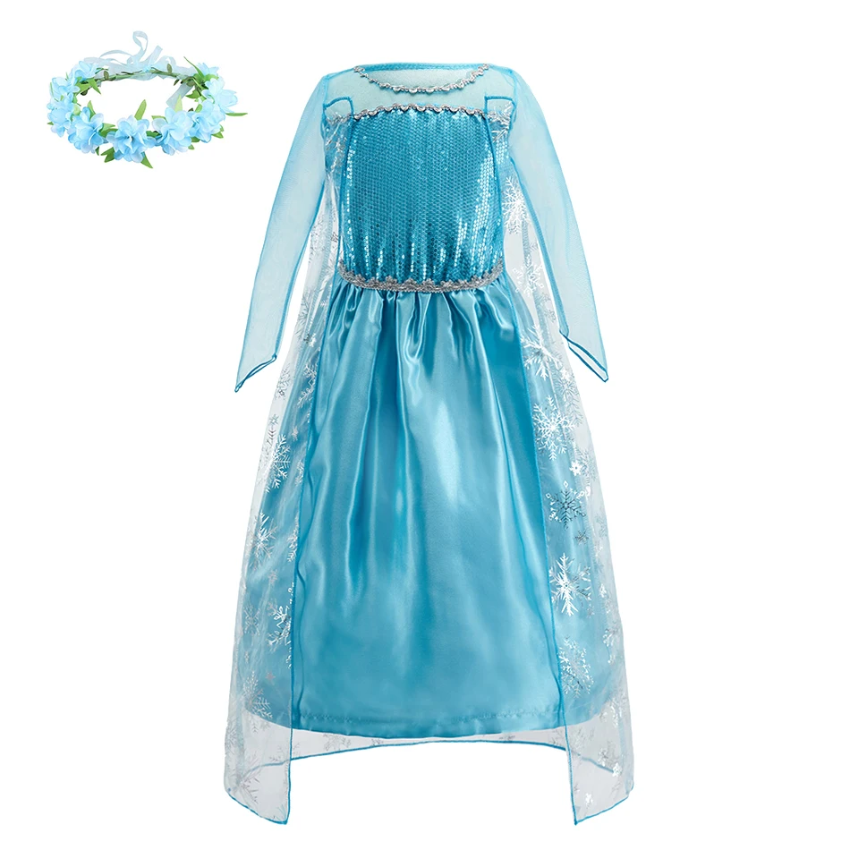 Kinderen Anna Elsa Jurk Meisjes Prinses Cosplay Kostuum Kids Snow Queen Lovertjes Elegante Jurk Meisje Kerst Carnaval Kleding