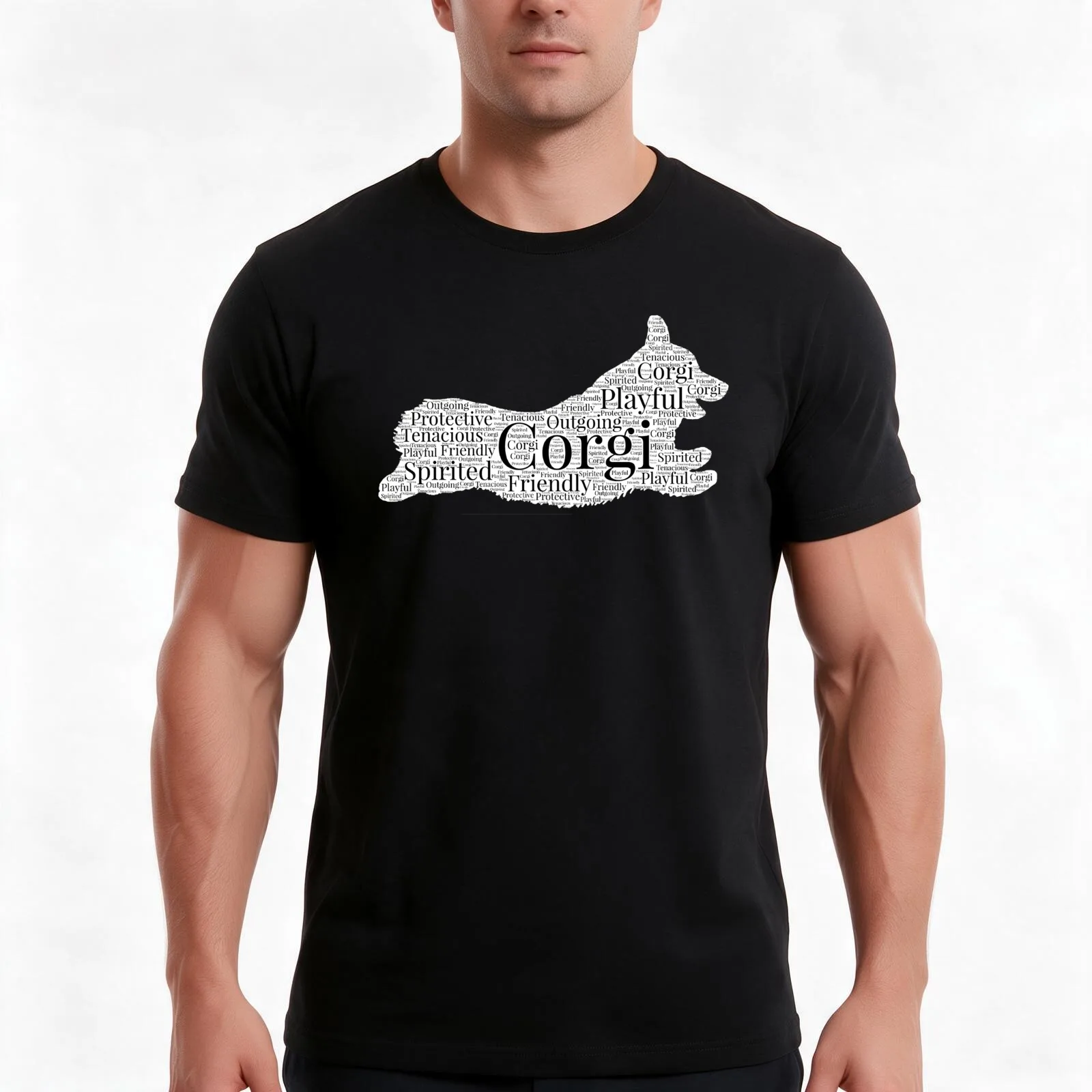 Corgi Dog Jumping with Personality and Character Traits T-Shirt Summer Casual Cotton Tee Oversized Streetwear Tops