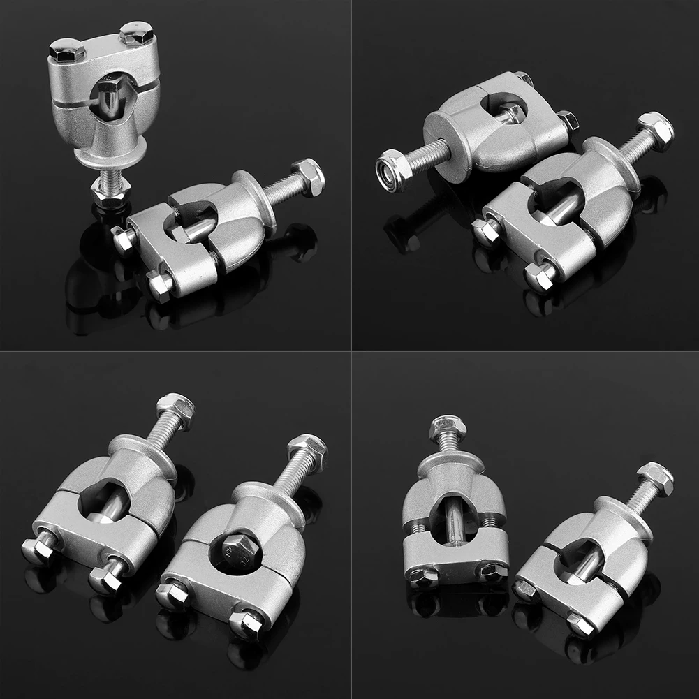 1 Pair 7/8\' 22mm Silver Handle Bar Mount Mounting Riser Clamp For ATV Motorcycle