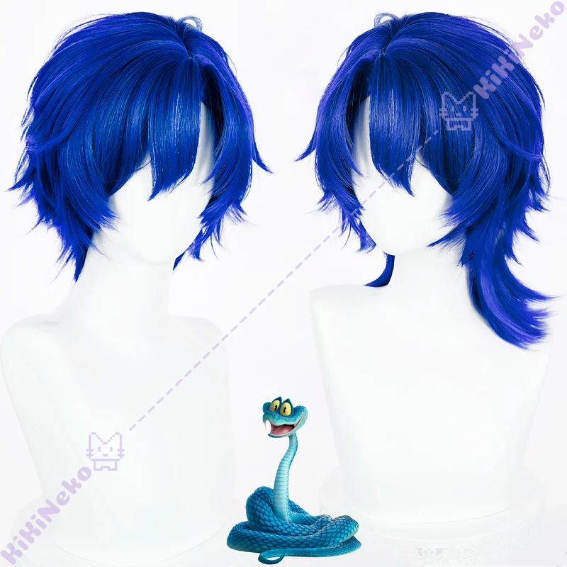 

Cartoon Gary Cosplay Wig Personate Gary De'Snake Cosplay Wig Blue Short Hair Wolf Cut Wig For Hallowmas Party Adult Stage Role