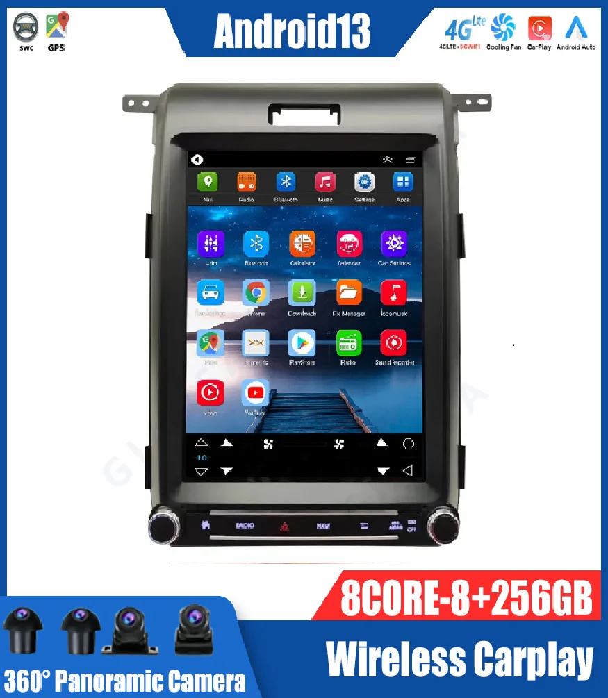 

12.1" Android 13 Vertical Screen Car Multimedia Radio For Ford F150 2014-2015 Manual/AUTO AC Carplay 1 Din GPS Navigation Stereo