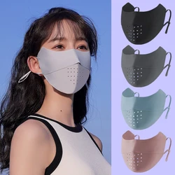 UPF50+ Ice Silk Face Mask UV Sun Protection Breathable Women Outdoor Cycling Driving Adjustable Ear Loop Anti-UV Sport Mask