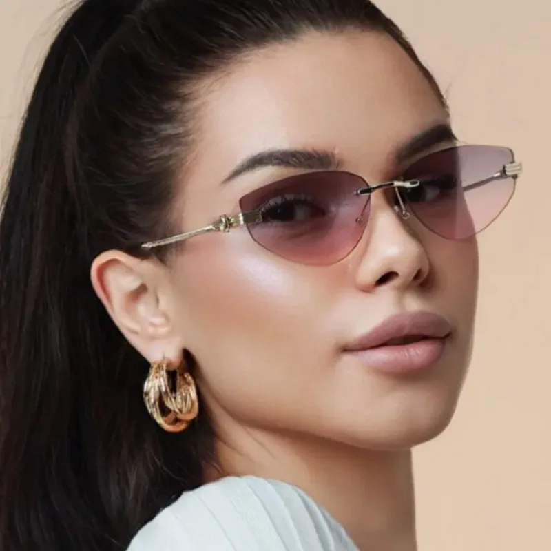 Hochwertige Cat-Eye-Brille mit Farbverlauf, dünnen Metallrahmen, UV-Schutz und Sonnenschutzfunktionen 413