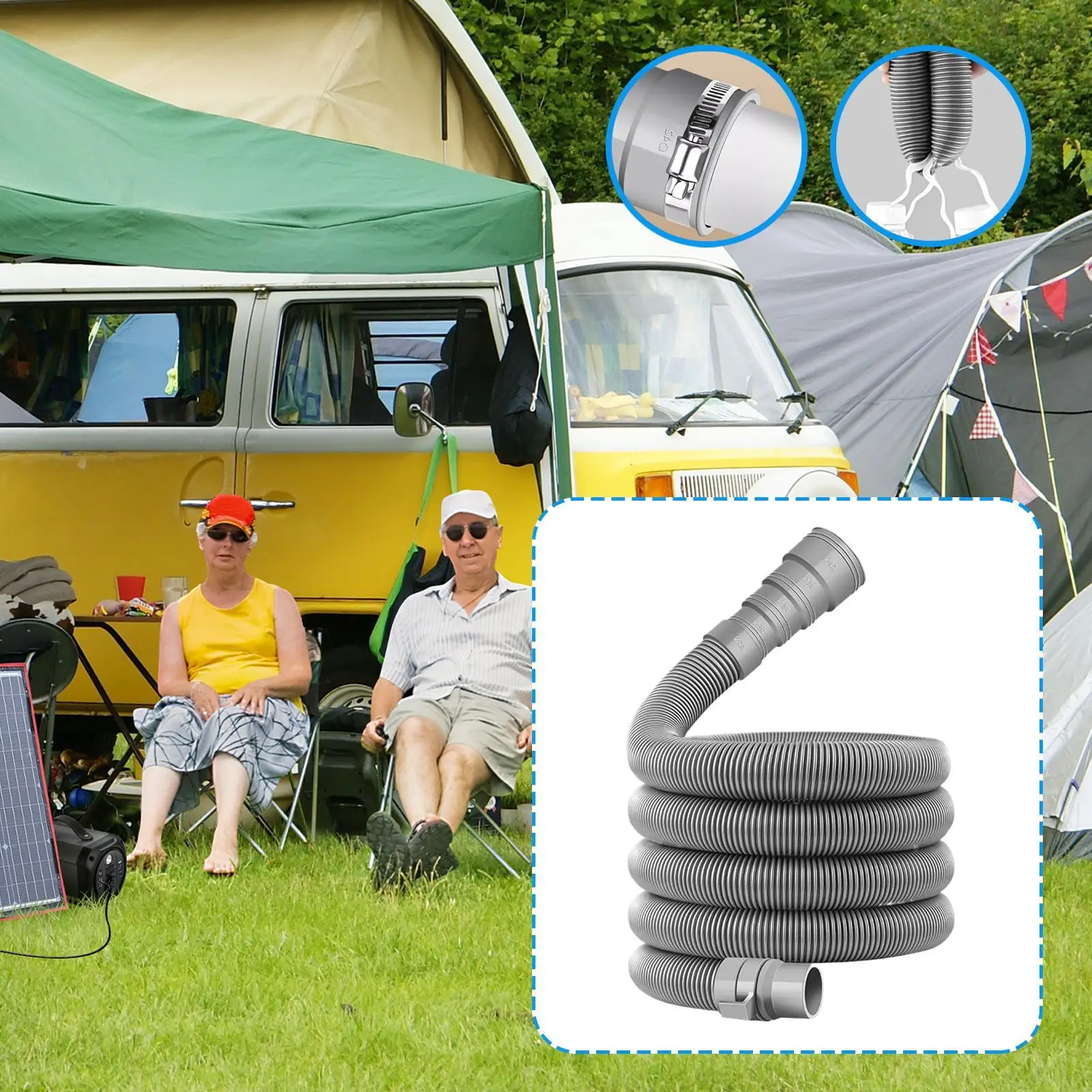 2/4/6/10m Foldable Caravan Sewer Pipe Kit With Adjustable Adapter & Clamp Leakproof RV Hose Rv Accessories