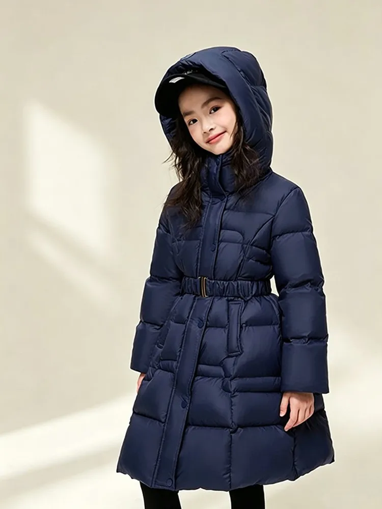 Mädchen-Daunenjacke 90% Weiße Entendaunen mit Kapuze, Tailliert, Anti-Durchdringung, Dick, Warm, Kinder-Winterjacke für kaltes Wetter A5104 – Detail 9