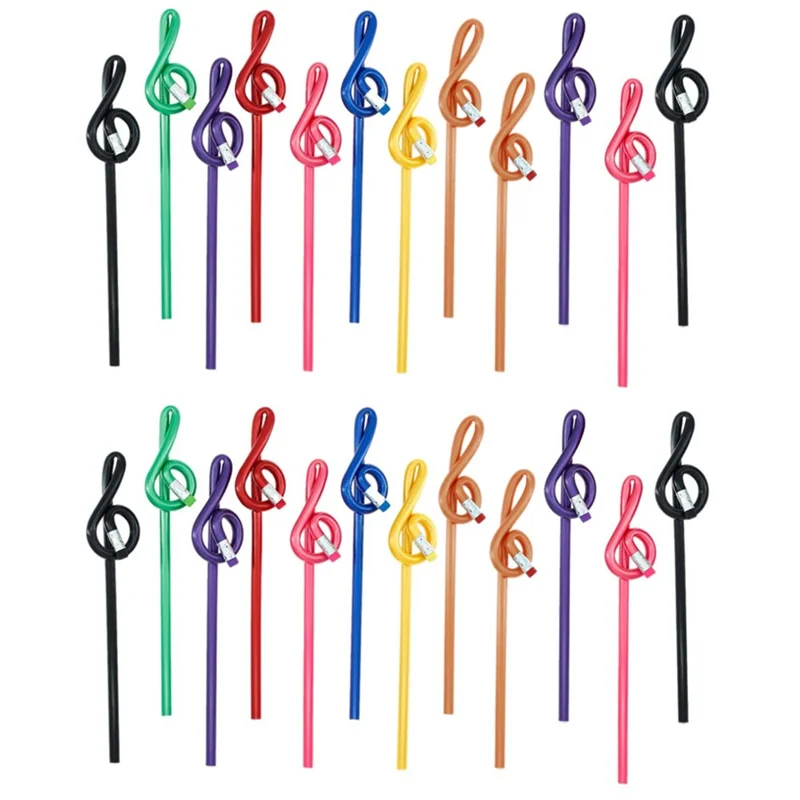 lapis nota musical com borracha para estudantes de madeira treble clef bent lapis musica colorida 24 pcs 01