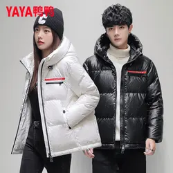 YAYA 2024 Winter Women Man Puffy 90% Duck Down Jacket Hooded Young Couples Windbreak Short Thicker Coat Thick Padded Parkas