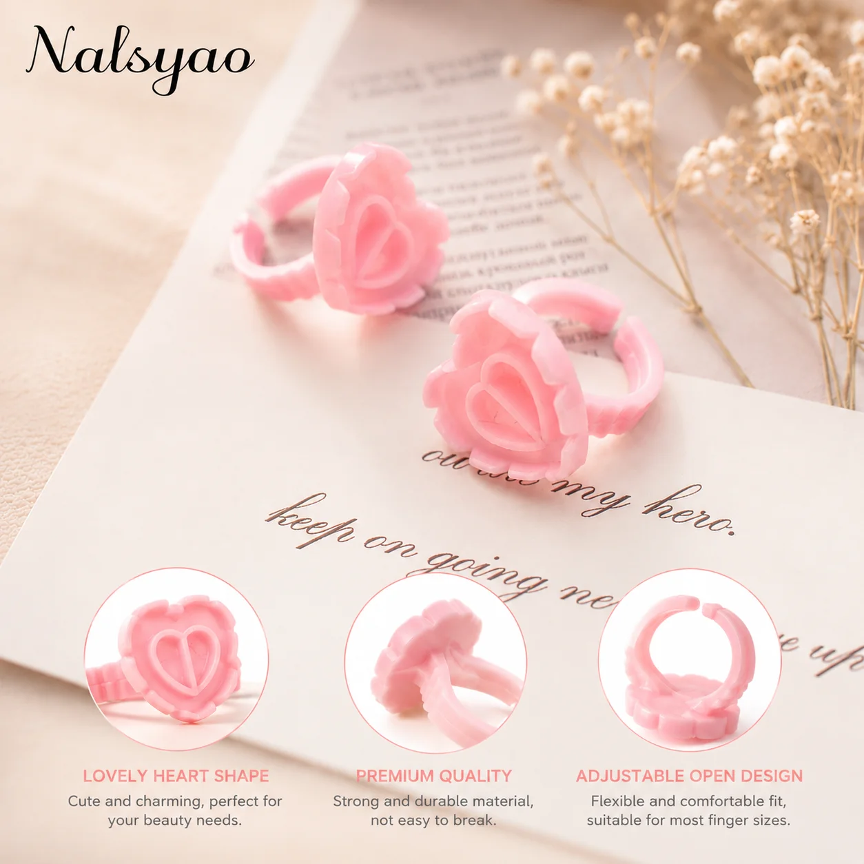 100 PCS Disposable Heart-shaped Plastic Glue Ring Cup Eyelash Extension Tattoo Pigment Holder Pallet Lash Makeup Supplies Tools