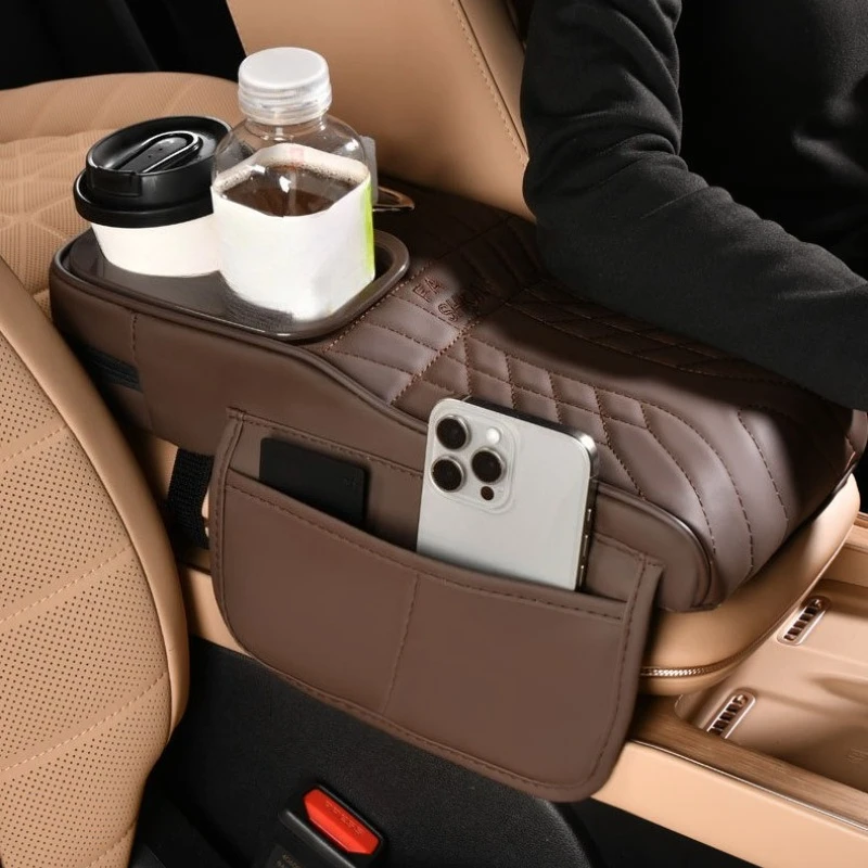 Auto-Mittelkonsole Armlehnenbox-Polster, Hebe-Polster, Auto-Innenraum-Dekoration, Aufbewahrungsbox mit Taschentuchbox, Getränkehalter, Ellbogenauflage – Detail 1
