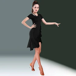 Sexy Dress Dance Wear 2024 New Style Performance Latin Dance Suit Samba Round Neck Summer Skirts Irregular Hem Line Clothing Use