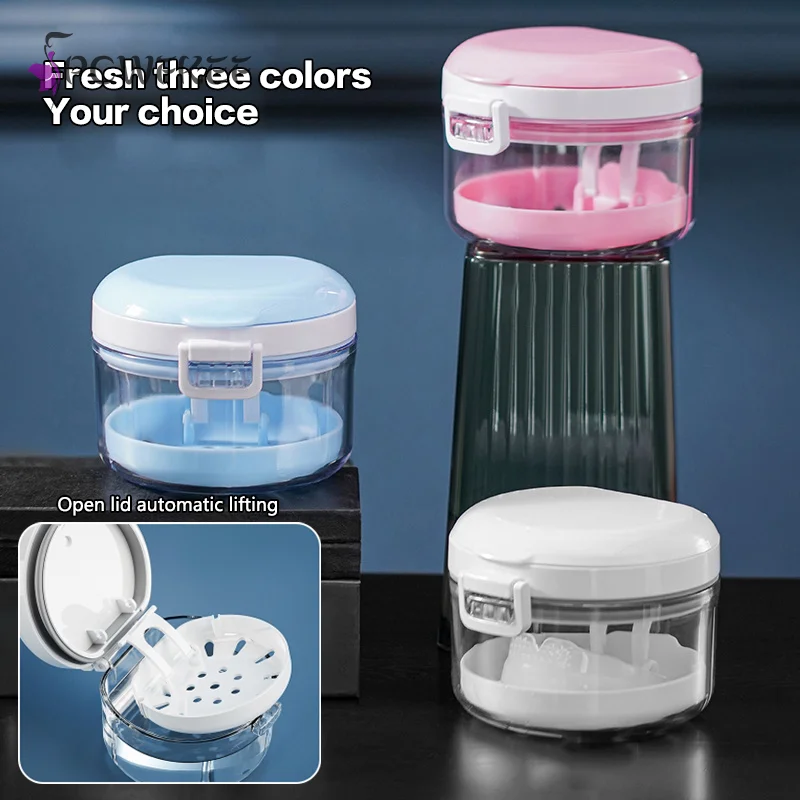 

Denture Storage Box Orthodontic Aligner Retainer Braces Storage Box False Teeth Container Open Lid Automatic Lifting