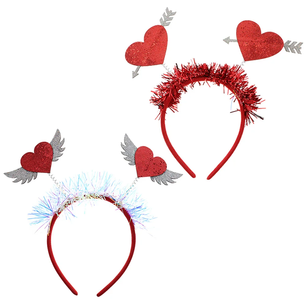 

2 Pcs Accessories Wings Love Headband Headbands for Girls Party Hair Accessory Wedding Heart Hoops