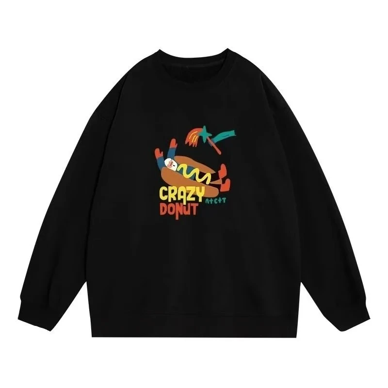 Questo è una felpa con cappuccio da donna retrò e alla moda, un top da coppia oversize ampio e rilassato per l'autunno e l'inverno