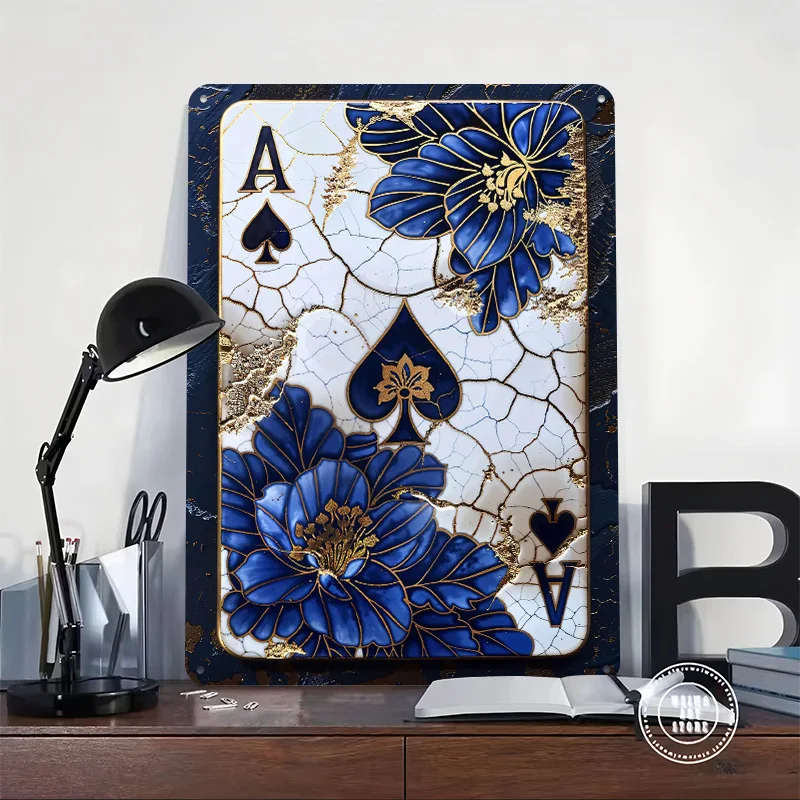 Porcelain Ace of Spades Tin Plaque Poster Customized Retro Wall Art Vintage Metal Signs for Room Gamer Decoration Gaming Home