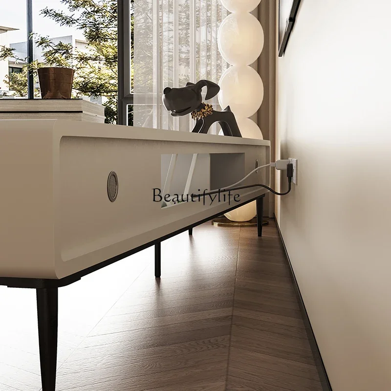 FG10モダンでシンプルなテレビキャビネットコーヒーテーブル組み合わせ北欧ハイフットホワイトテレビキャビネット