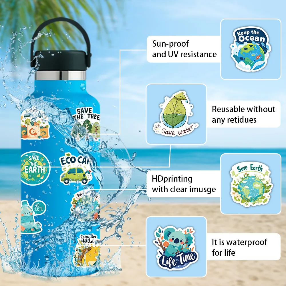 203 Buah Stiker Perlindungan Lingkungan Bumi Dekorasi untuk Jurnal Kerajinan DIY Proyek Edukasi Toko BulingBulingStickers