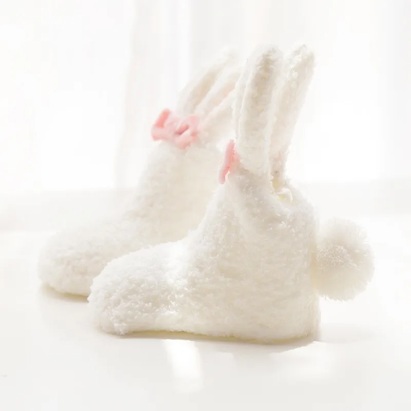 Cute Rabbit Baby Socks Thick Warm Toddler White Autumn Winter PlushKnee High Baby Long Tube Socks Newborn Anti Slip Floor Socks