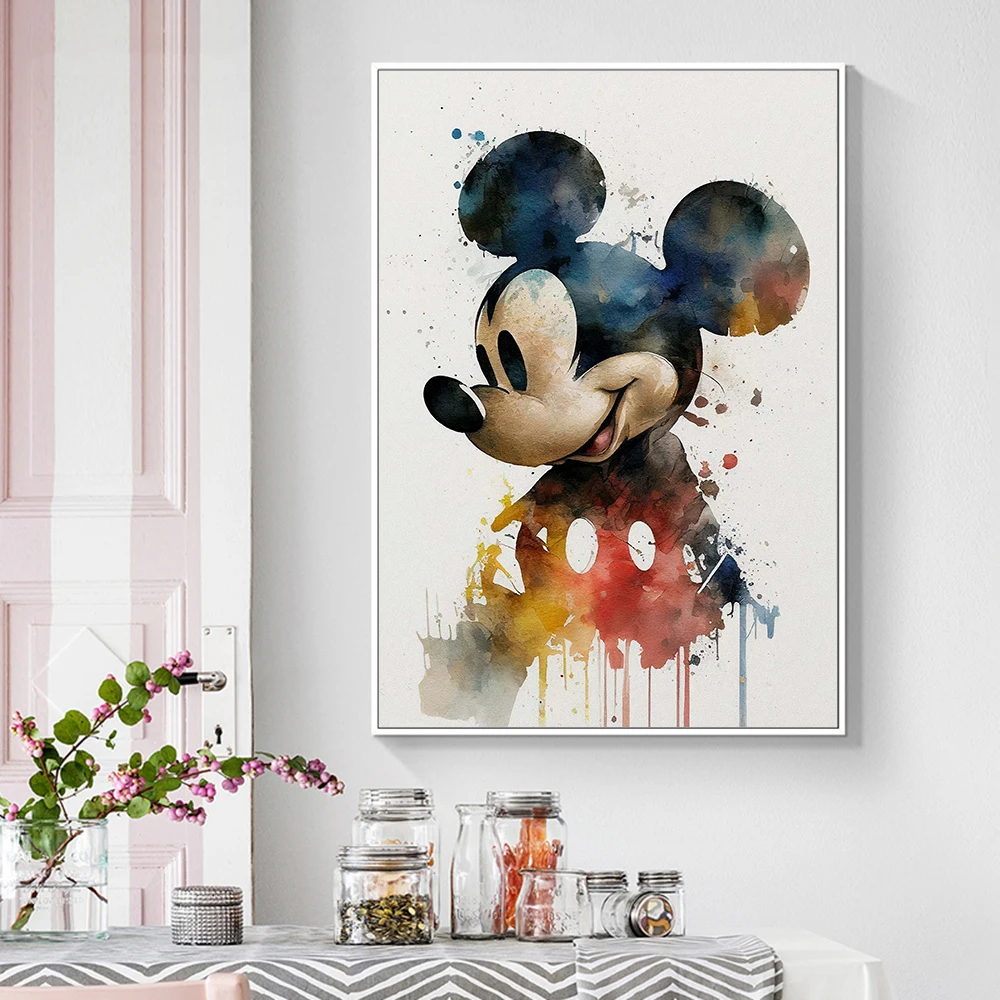 

Mickey Mouse Watercolor Painting Print Disney Art Wall Decor Mickey Canvas Painting Print Art Poster Home Decor Playroom Decor