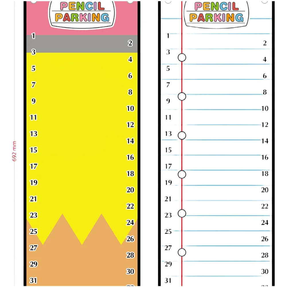 Wall Mounted 32 Pocket Organizer for Pencils and Drawing Tools Designed for School Art Rooms and Home Learning Environments