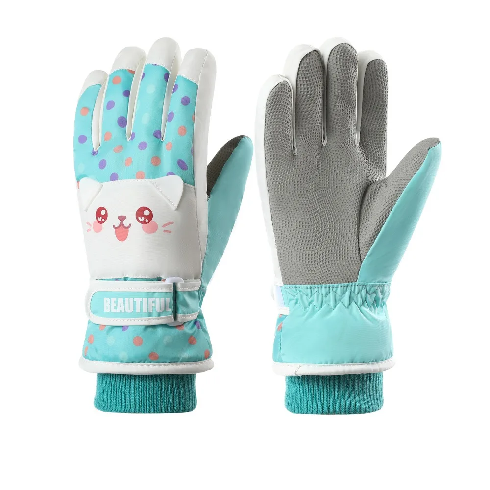 

Windproof Cartoon Children Ski Gloves Full Finger Riding Kids Snowboard Gloves Bicycle Thicken Girls Skiing Gloves Camping