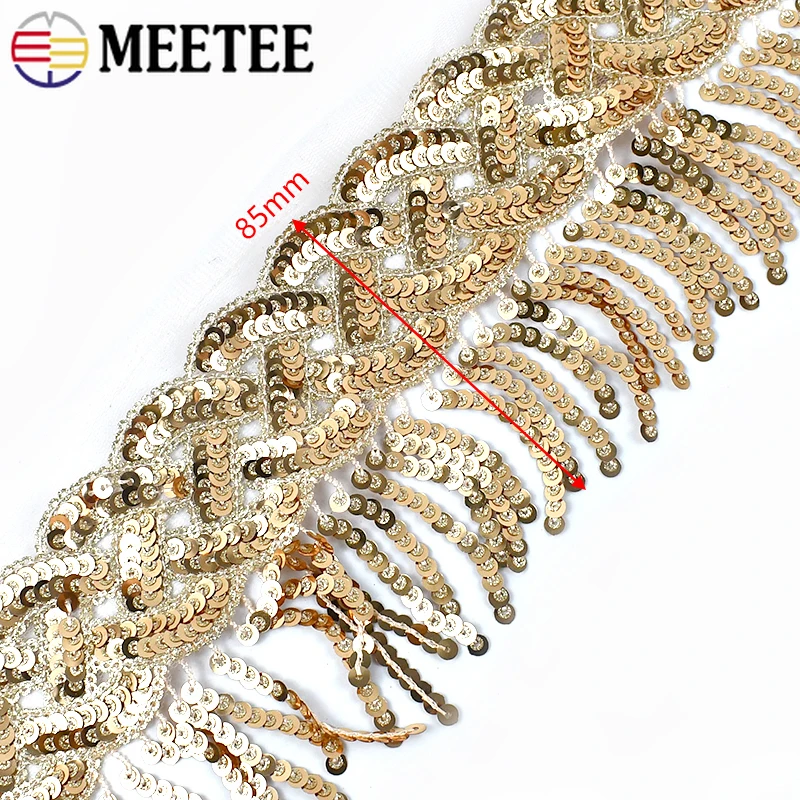 2/5 Metri Meetee 8 centimetri Paillettes Nappa Frangia Vestito Latino Lace Trim Nastro Danza Farbic Taglio Indumento Accessori Per Cucire FAI DA TE