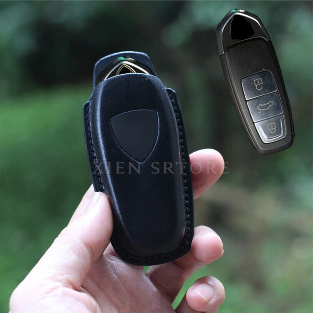 

100% Handmade Leather Car Remote Key Fob Case Cover Bag Holder Shell Skin Protector Keychain Fit For New LAMBORGHINI Accessories