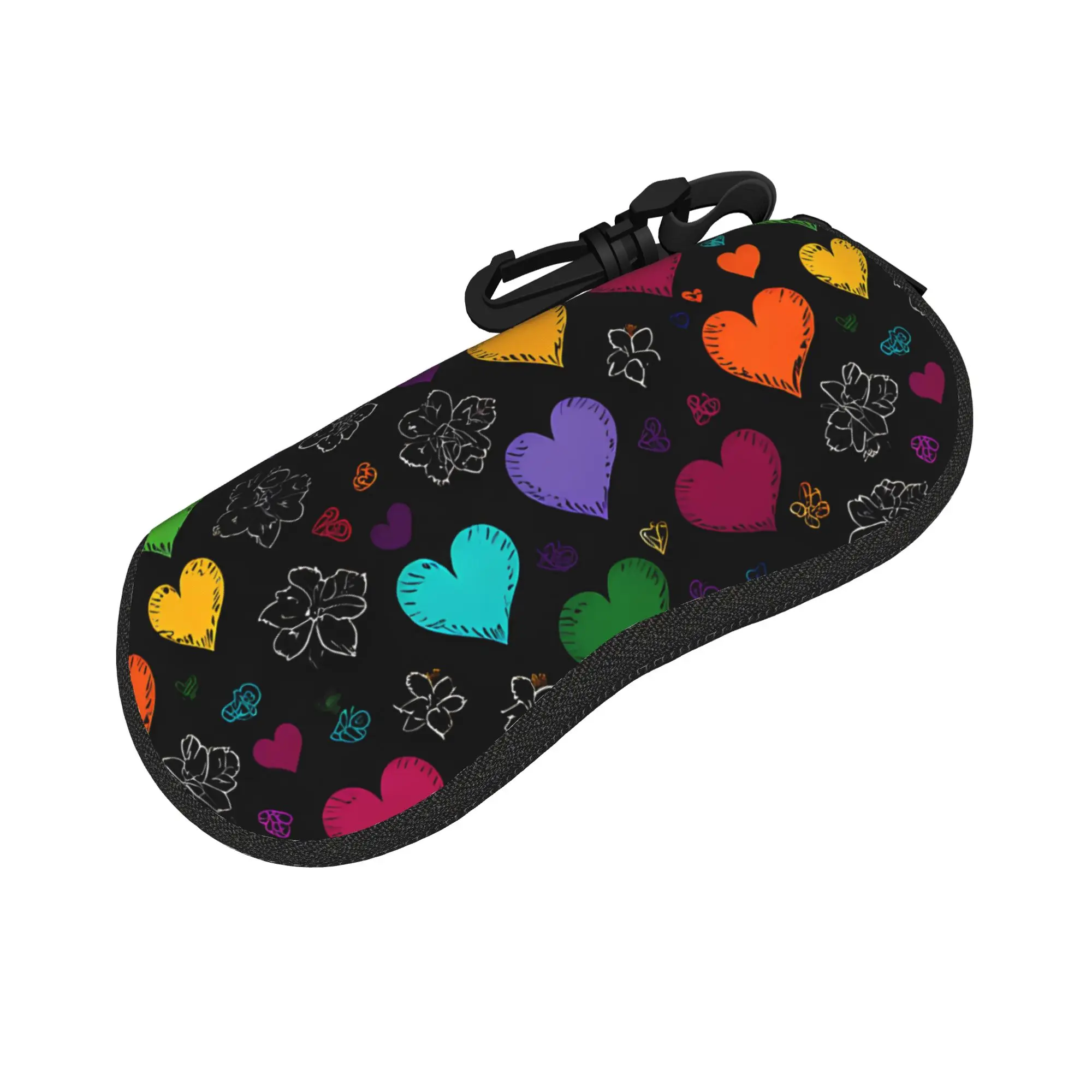 Harajuku Cartoon Glasses Case pink hearts gift for lover Accessories  Zipper  Sunglasses Protector Cartoon Eye Contacts Case