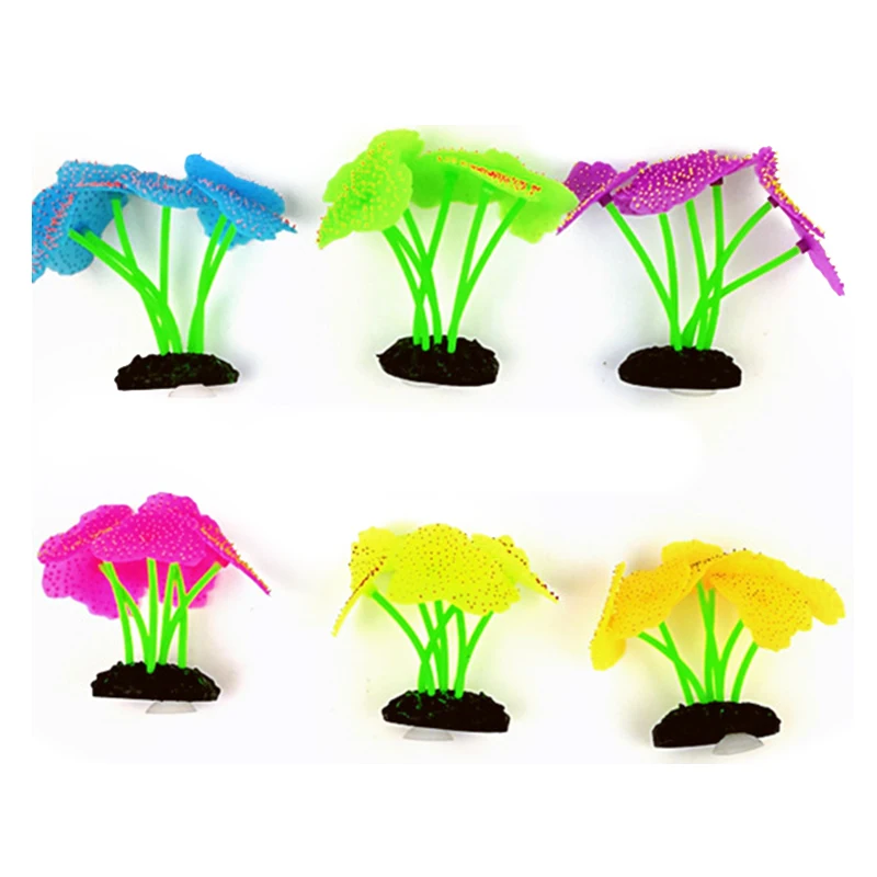 Environmentally Friendly Silicone Simulation Coral Fluorescent Aquarium Decoration Landscape Ornament Fish Tank