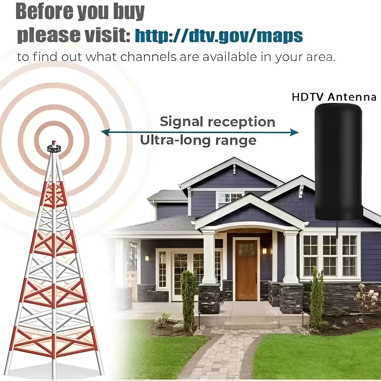 High Performance Powerful Outdoor Digital HDTV Antenna ISDB DVBT2 ATSC 4k HD Free TV Indoor Long Range Signal Booster Amplifier - view 5