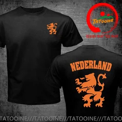 Nederland Netherlands Orange Dutch Lion Soccer 100% Cotton Geek Family Top Tee New Men Summer Tops Casuals T Shirts Hip Hop Tops