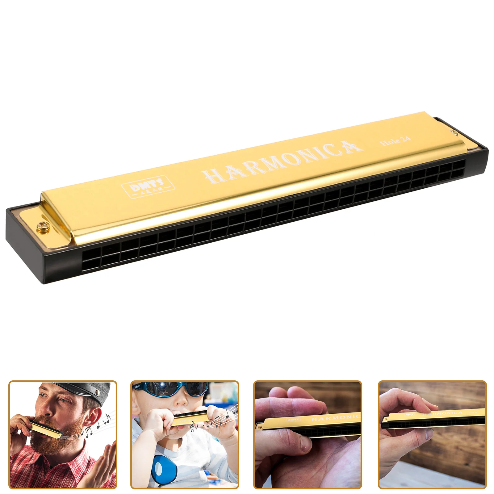 Harmonica for Beginners Educational Children Blues 24 Holes Harmonicas Adults Musical Instrument