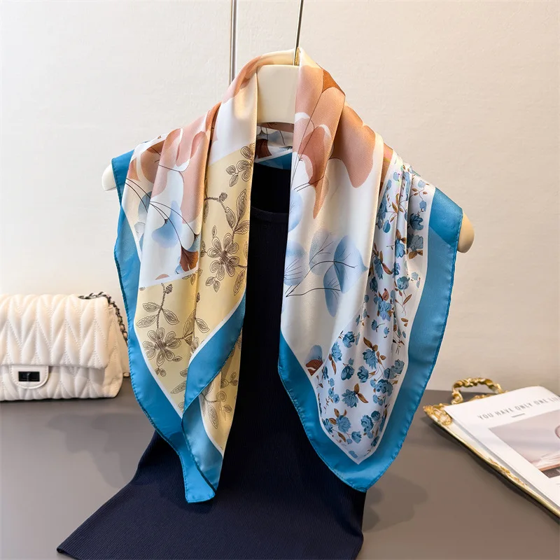 

Luxury Shawl Print Headscarf Hair Wrap Neckerchief Female Satin Square Scarf For Women Headband Foulard Hijab Bandana