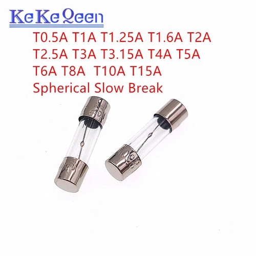 Imagen 2 del producto 100 Uds 250V 5X20 T100mA 200mA 315mA 500mA T1A T1.25A T1.6A T2A 3A 3.15A 4A 5A 6.3A 8A 10A 15A 20A 5*20mm fusible de vidrio de rotura lenta