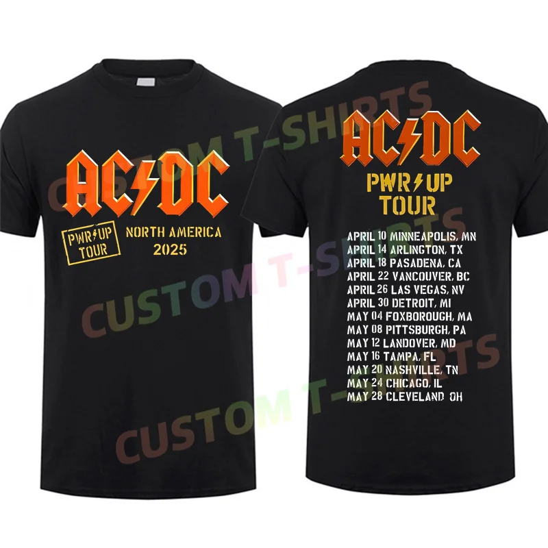 

2024 Men T Shirt Casual AC 2025 North American Tour Power Up DC T-Shirt Graphic Summer Short Sleeves 100% Cotton S-3XL