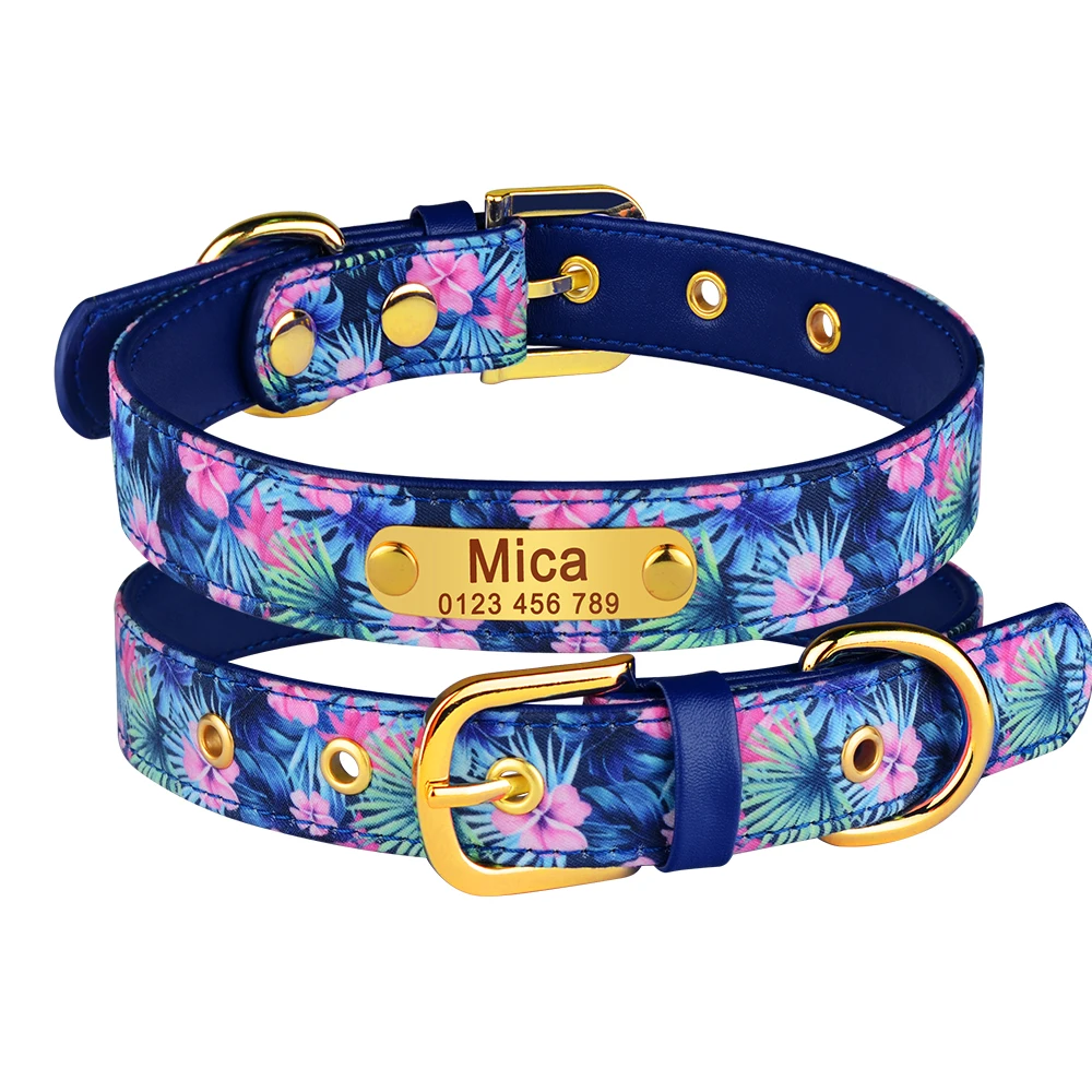 Personalized Flower Dog Collar Nylon Bee Printed Puppy Collars Free Custom Pet ID Necklace Collars For Small Large Dog Chihuahua