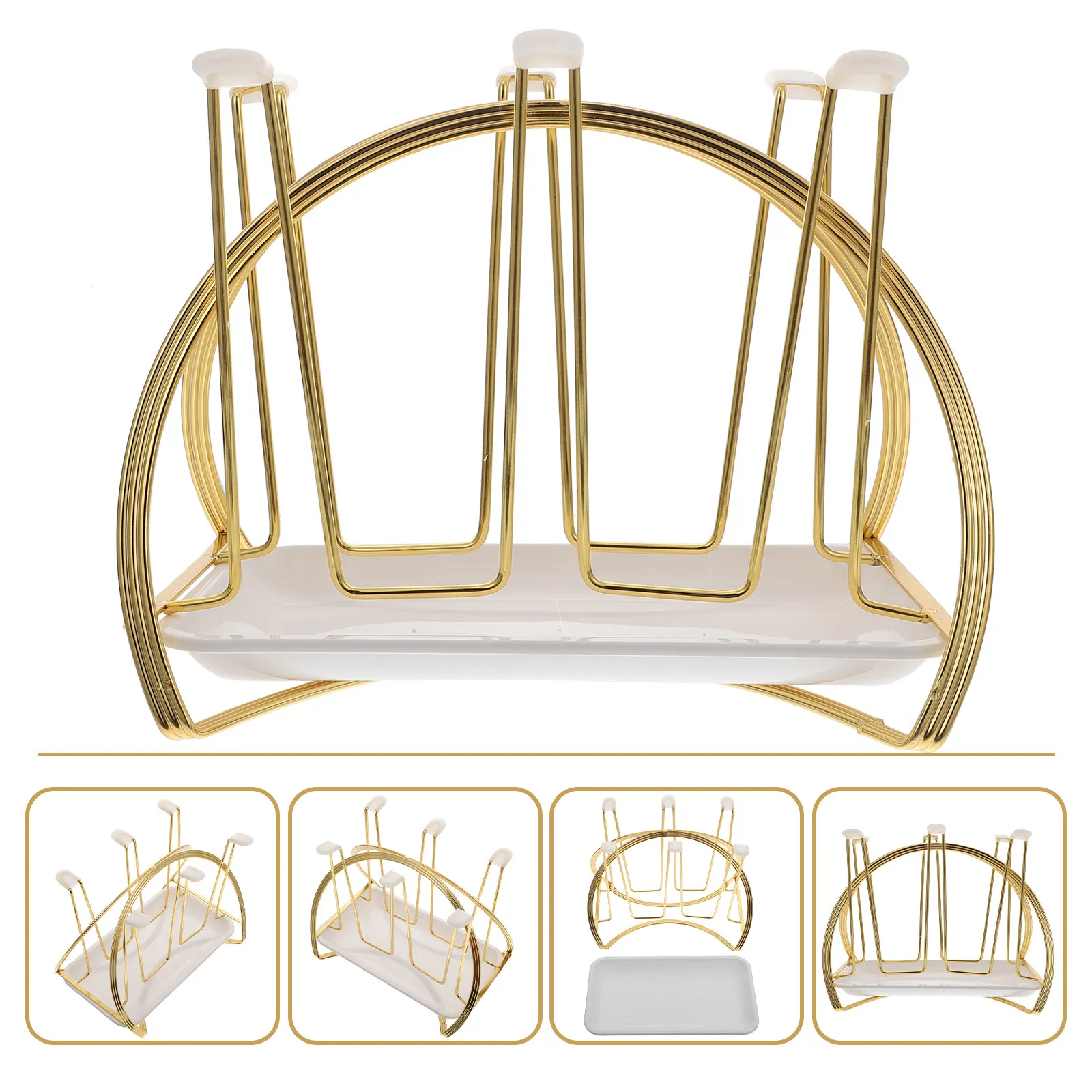 

Elliptical Cup Drying Rack Heavy-Duty Wrought Iron Cup Drainer Stand for Kitchen Counter Glass Mug Organizer Modern Elegant