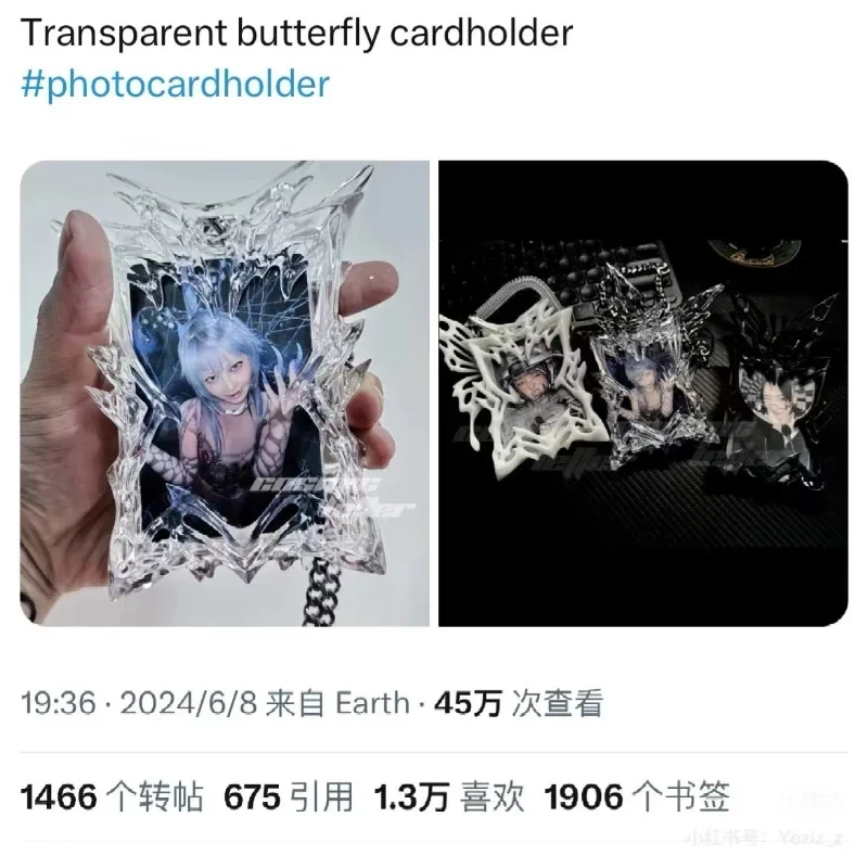Y2k Aesthetic 3D Transparent Magnetic Butterfly Photocard Holder Kpop 3-inch Small Card Protector Advanced Sense Card Display