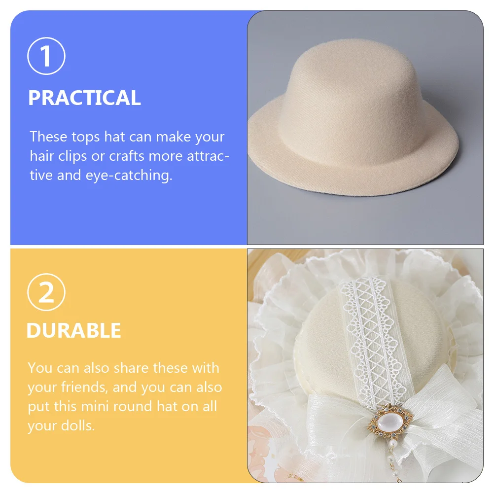 

4pcs Small Formal Hats Beige Mini Tops Hat For Hair Clip Diy Craft Accessories Decorative Caps Tea Party Dress Up Girls