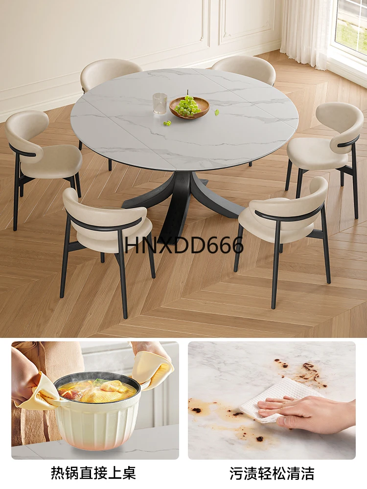 Premium sense rock slab retractable home medieval style living room dining table