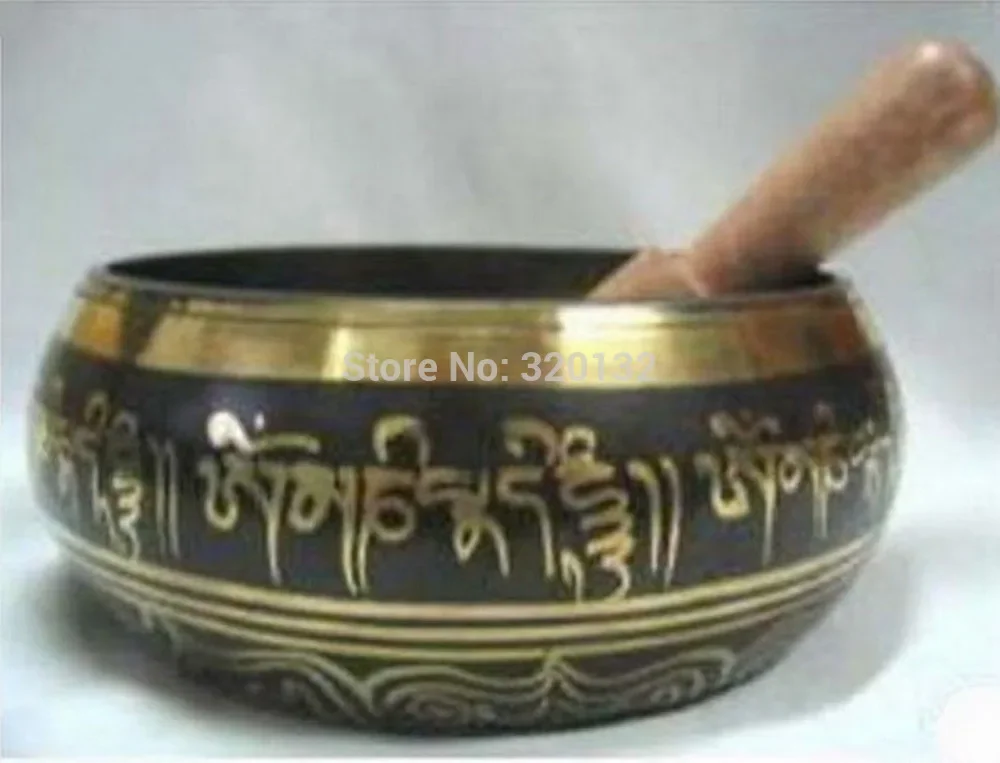 

6" Unusual 5*15cm Tibetan HIMALAYAN hand hammered CHAKRA MEDITATION Buddhism Singing Bowl lesale Silver