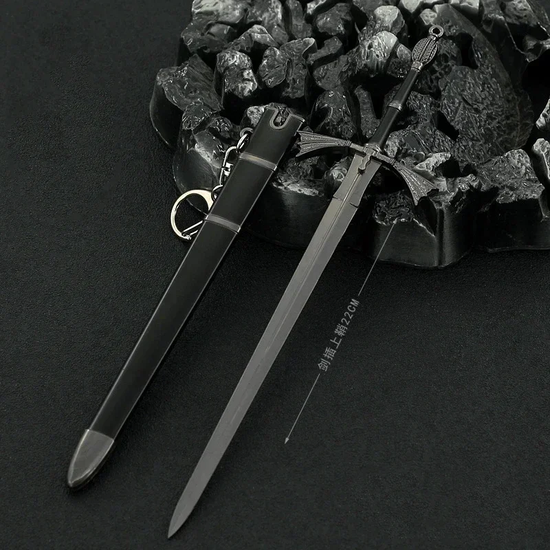 Juego de espada de hermana oscura de 22cm, tronos, Daemon Targaryen, arma Medieval, modelo 1:6, manualidades, juguetes coleccionables, llavero de adornos
