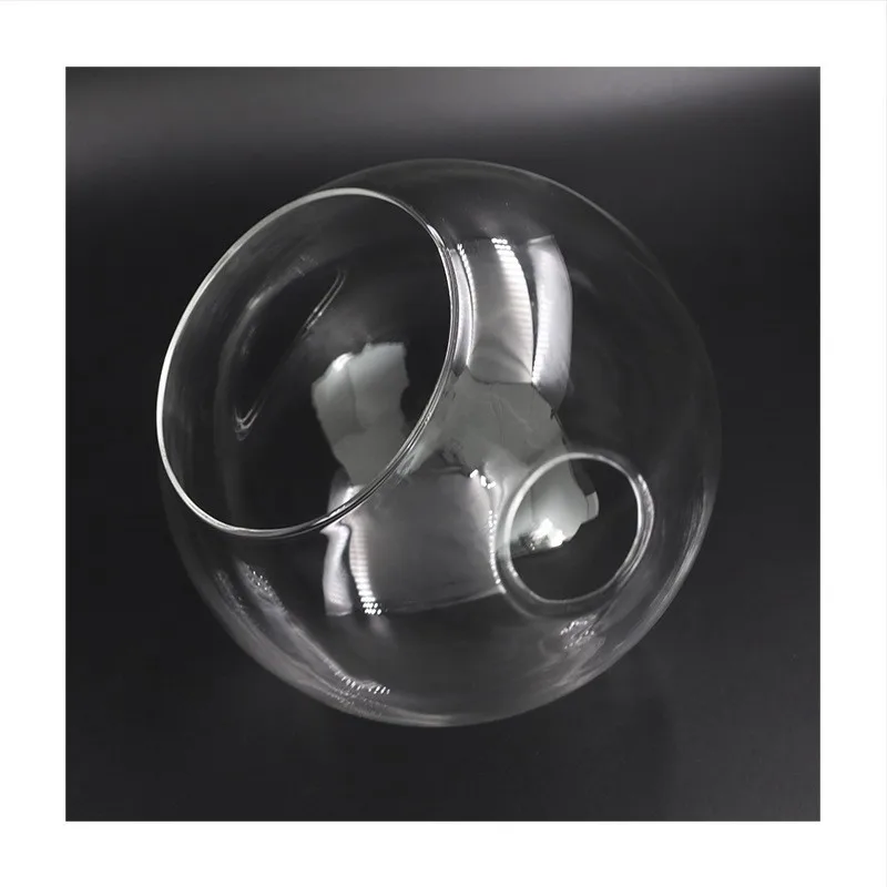 D13cm D15cm D18CM D20cm D25cm Hand Blown Clear Glass Globe Lamp Shade Replacement with 2 Ends Opening Glass Cover Ball Lampshad