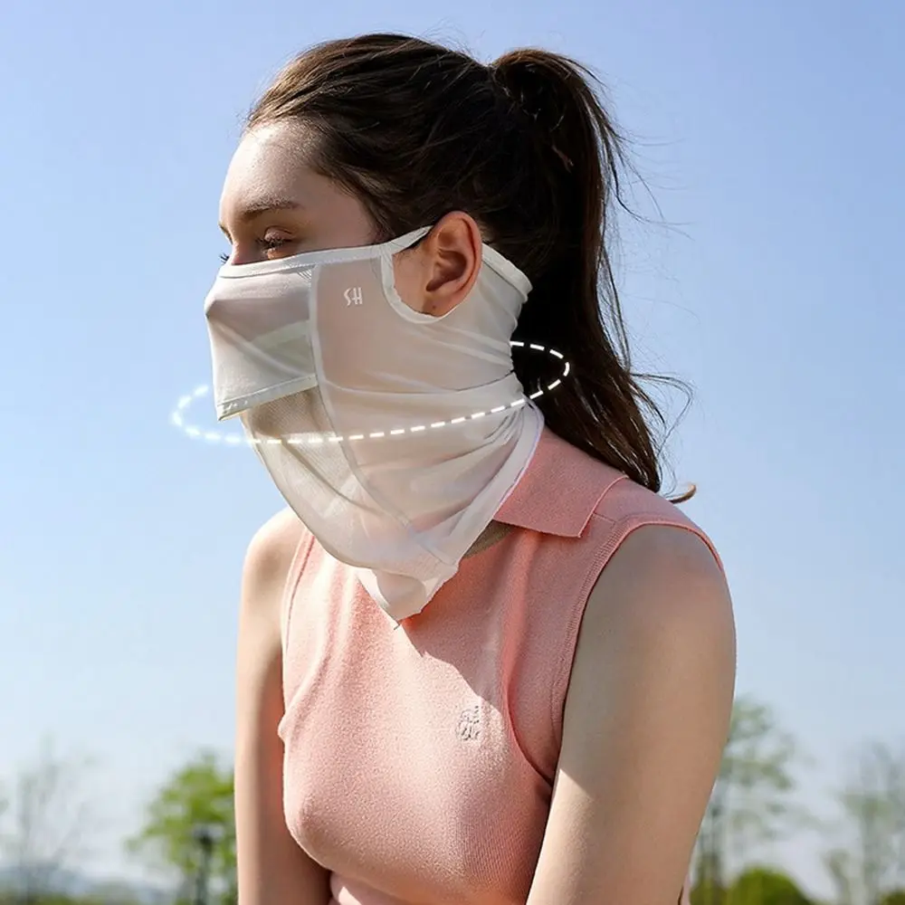 Hiking Summer Face Scarves Outdoor Bib Golf Fishing UV Protection Face Cover Ice Silk Mask Neck Wrap Cover Sunscreen Face Scarf