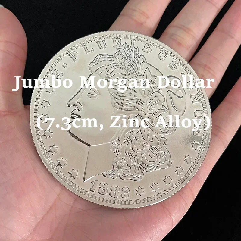 Jumbo Morgan Dollar (7.3cm, Zinc Alloy) Copy Coin Magic Tricks Stage Magic Accessories Gimmick Magician Coin Magic Prop