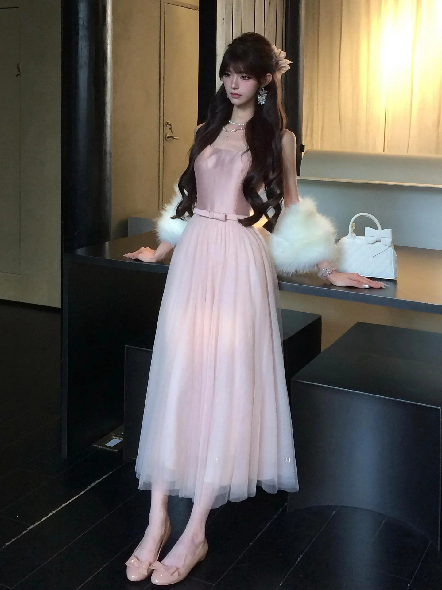 

Princ Sle Birthday Par Dr with Sa And Knot Strapl Ball Gown Skirt for Women Summer High Waist Polyester