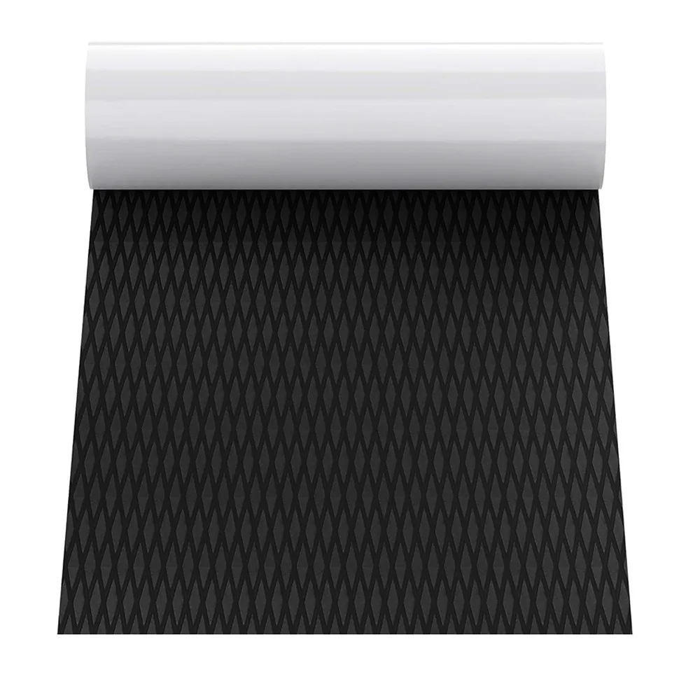 Black EVA Foam Boat Decking Sheet Diamond Pattern Non-Slip Self-Adhesive Marine Mat for Sailboats Surfboards Windsurfing Boards